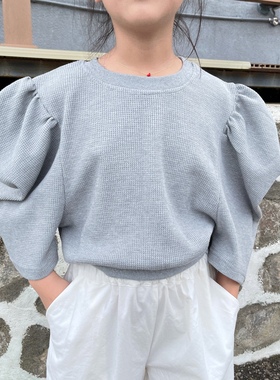 2021/8/10原创定制儿童女童秋款华夫格T恤宽松tee