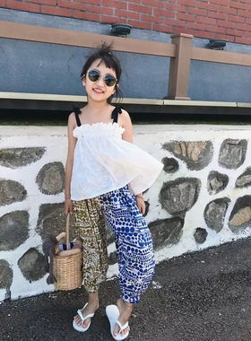 2021ss原创定制儿童女童纯棉刺绣蓬蓬上衣 蝴蝶结吊带背心