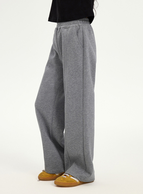 女童纯色直筒卫裤2025春装新款儿童中大童百搭阔腿裤休闲宽松长裤