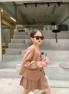 2021/8/10原创定制儿童男女童秋款西装短裤短裙三件套