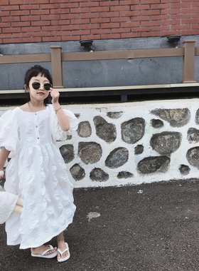 2021ss原创定制儿童女童泡泡棉宽大娃娃连衣裙