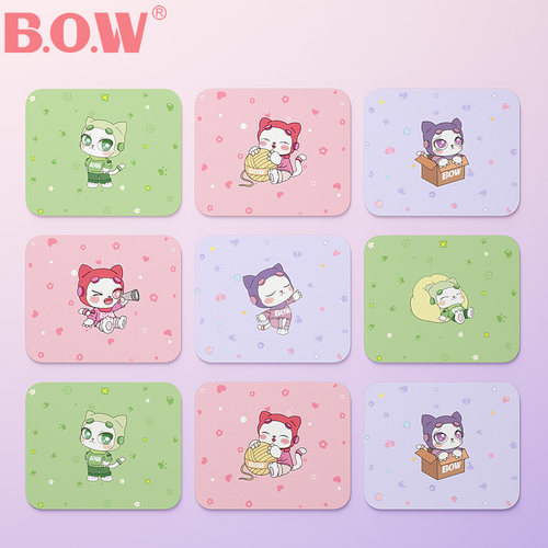 BOW 喵星崽小号防滑鼠标垫可爱女生高颜值办公必备用品工位家用