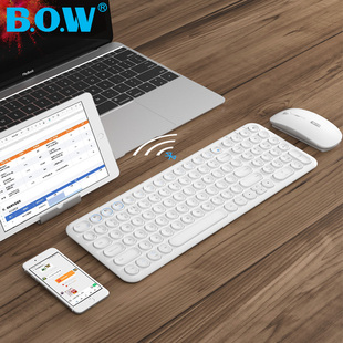 BOW 笔记本电脑苹果ipad平板办公专用静音 无线蓝牙键盘鼠标套装