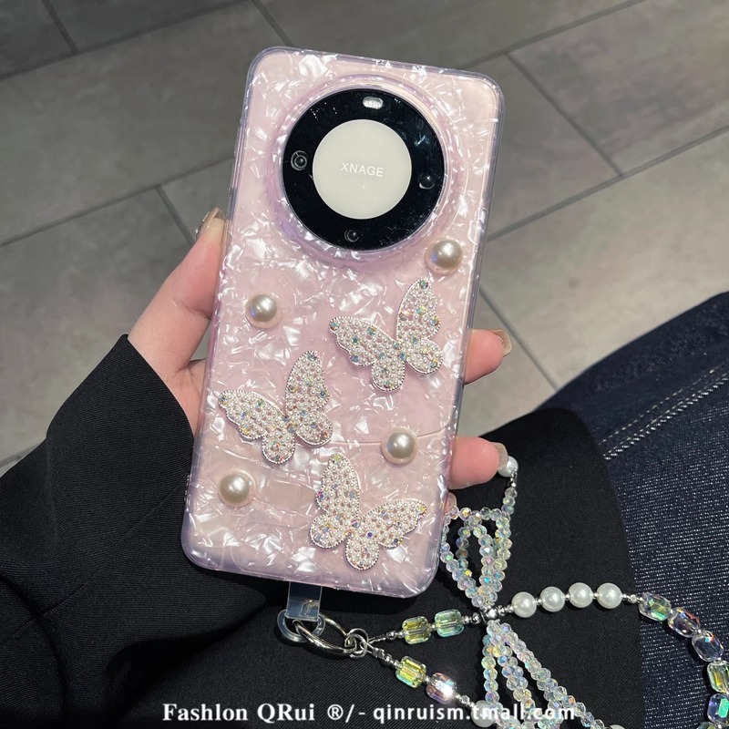 华为mate70粉色贝壳纹蝴蝶