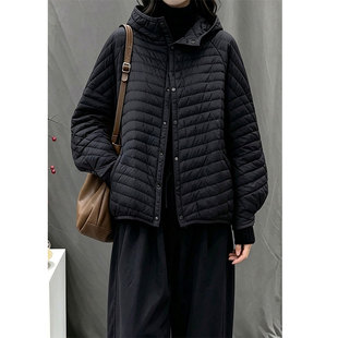 轻薄羽绒棉服女2026秋冬新款设计感蝙蝠袖宽松连帽外套~福利