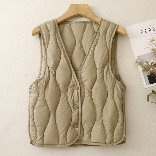 冬季羽绒棉服大码内搭内胆女轻巧薄款无袖外套夹棉马甲~外贸尾单