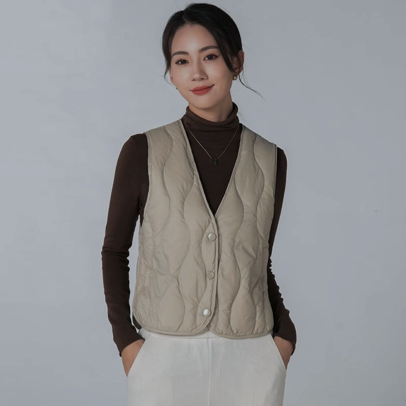 清仓特价~羽绒棉马甲女秋冬修身轻薄保暖内穿坎肩内搭V领背心内胆
