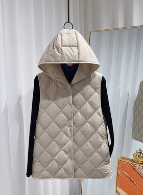 清仓捡漏~秋冬羽绒棉马甲女短款连帽大衣内搭内胆菱格保暖马夹薄