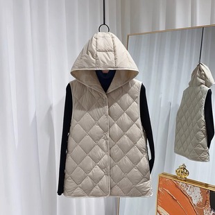 清仓捡漏 连帽大衣内搭内胆菱格保暖马夹薄 秋冬羽绒棉马甲女短款