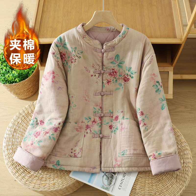 复古文艺印花棉衣夹棉盘扣保暖外套女冬季中年妈妈棉服~清仓特卖,女装/女士精品,棉衣/棉服,淘宝优惠券,粉丝福利购,淘宝优惠卷