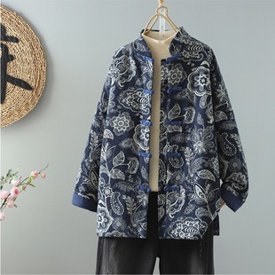今年流行的中式国风棉服女复古盘扣唐装外套轻薄花棉袄~清仓处理