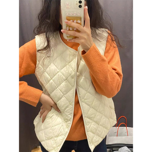 秋冬打底内胆菱格棉马夹女装 清仓现货 保暖绗缝背心露营马甲春秋