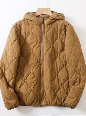 日系复古全新升级葫芦格绗缝棉服情侣秋冬连帽高效保暖防泼水棉服