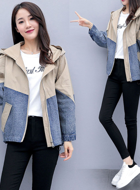 深依度2023冬装新款大码女装冬季时尚精品牛仔拼接棉衣   936