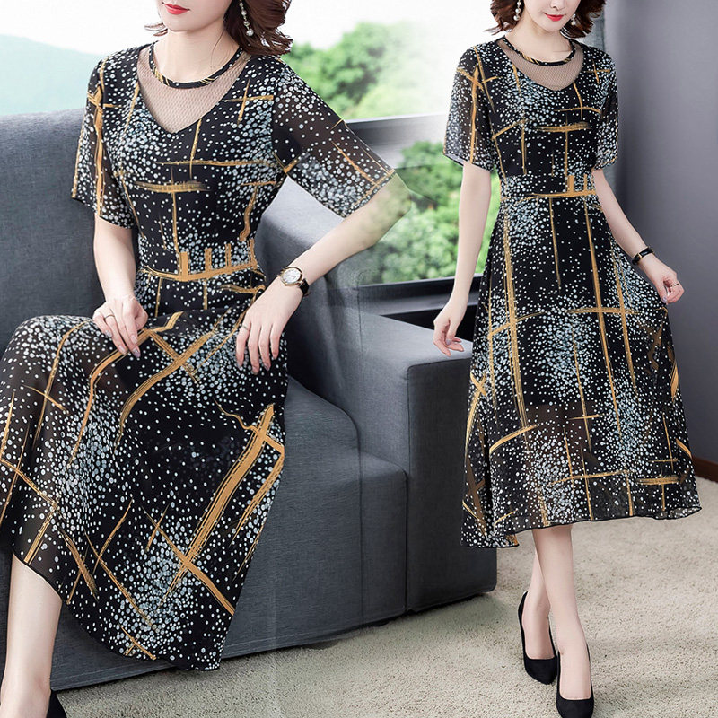 深依度2023春装新款大码女装春季时尚优雅连衣裙  12046 FK-W