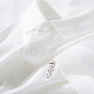 轻奢高级感刺绣液氨白色polo衫男短袖修身夏季薄款翻领保罗t恤男