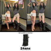 柳智敏 堆堆变直筒靴子 孙彩瑛同款 管靴 矮子乐 可拆卸裤 24ans