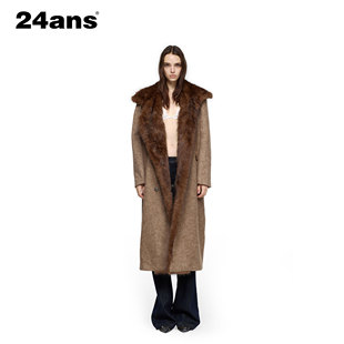 10年专注做服装 周洛汐同款 毛领拼接羊毛大衣 LTD 24ANS