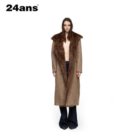 24ANS LTD【周洛汐同款】10年专注做服装 | 毛领拼接羊毛大衣