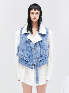 24ans Texture denim waistcoat 肌理牛仔马甲2024秋