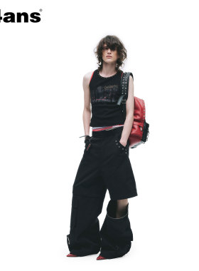 24ANS LTD 朋克grunge裤子⑴多穿夏日设计⑵拉链可调节⑶手工铆钉