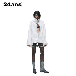 24ANS LTD 朋克皮衣 ⑴立领防风⑵可调节卡扣⑶全门襟隐藏拉链