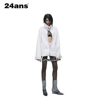 24ANS LTD 朋克皮衣 ⑴立领防风⑵可调节卡扣⑶全门襟隐藏拉链