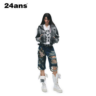 24ANS LTD 朋克grunge卫衣 ⑴扎染炒花工艺⑵毛边结构