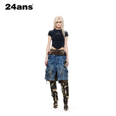 24ANS LTD 千禧punk短袖⑴后背抽绳调维度⑵品牌烫钻