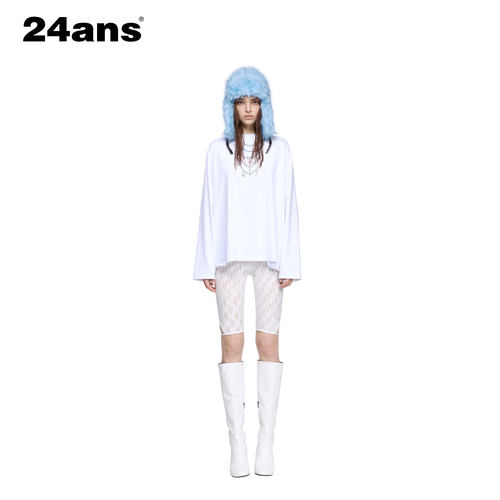 24ANS叠戴项链印花长袖T恤