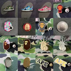 Trendy Brand Badge Bape Head Milo 26Ss Camouflage Brooch Ape Head Japanese Version Metal Alloy Accessory
