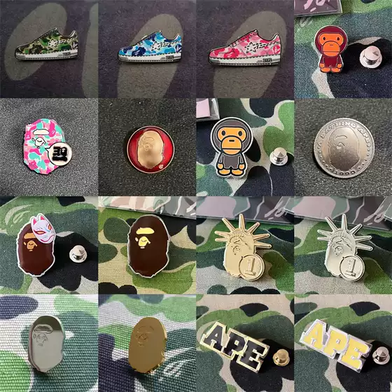 Trendy Brand Badge Bape Head Milo 26Ss Camouflage Brooch Ape Head Japanese Version Metal Alloy Accessory