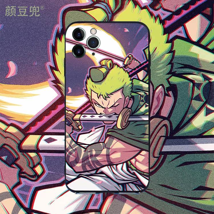 海贼王/三刀流/索隆硅胶玻璃壳手机壳适用苹果iPhone 11 12 13 14 PRO MAX XS XR 7 8SE
