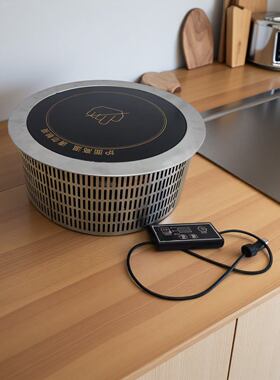 嵌入式电磁炉 直径尺寸38cm 高度16cm 功率5000W 不锈钢机身 铜盘