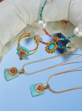 潘神孤品绿松石系列项链戒指天然淡水珍珠小众手作原创