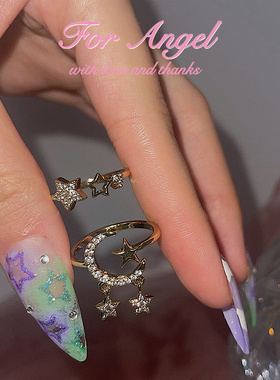 angel五角星开口微镶锆石