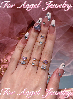 for angel｜叠戴推荐 金闪闪通体s925银过5A锆石可调节关节戒指