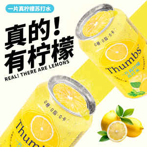 整箱24罐一片真柠檬0糖0卡0脂 网红柠檬苏打水气泡水0糖解腻饮