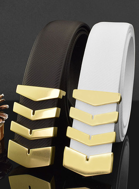 C字母扣头皮带男士真皮做白色腰带青年光面休闲时尚潮流新款裤带