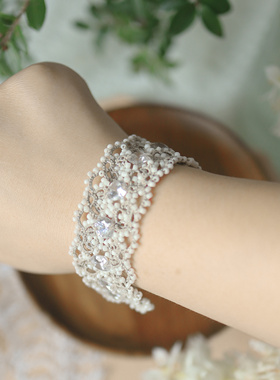 手工梭编复古欧美小众宫廷风氛围感蕾丝手链小红书同款