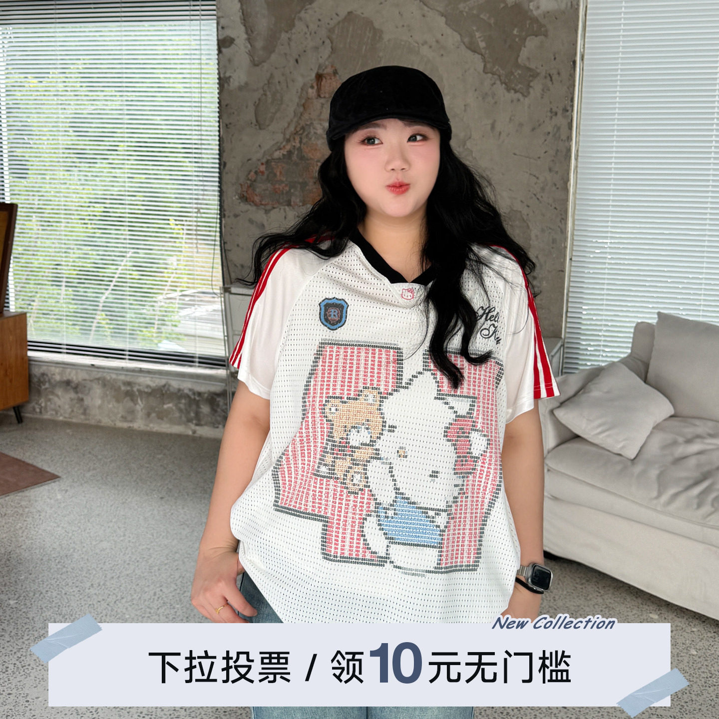 YUZI鱼子甜酷卡通印花短袖T恤图片
