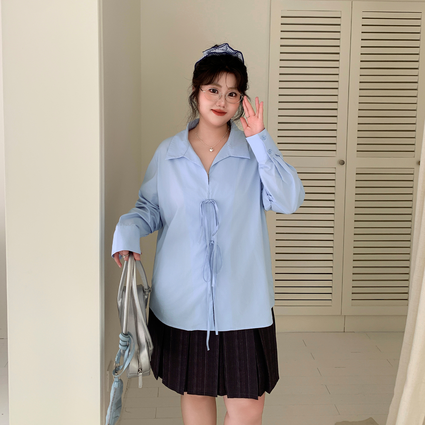 YUZI鱼子蝴蝶结系带衬衫莱赛尔