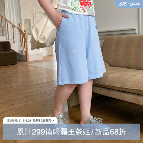 YUZI鱼子休闲五分运动短裤大码女