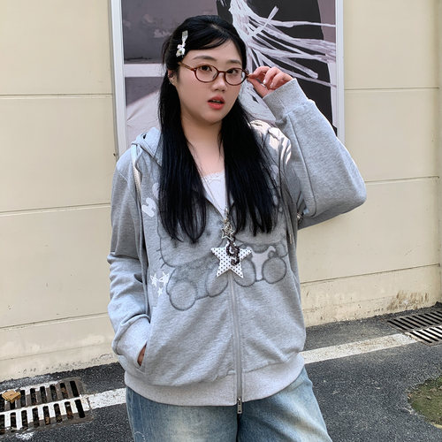 YUZI鱼子猫咪印花卫衣外套大码