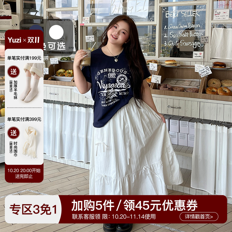 YUZI鱼子正肩印花T恤美式复古