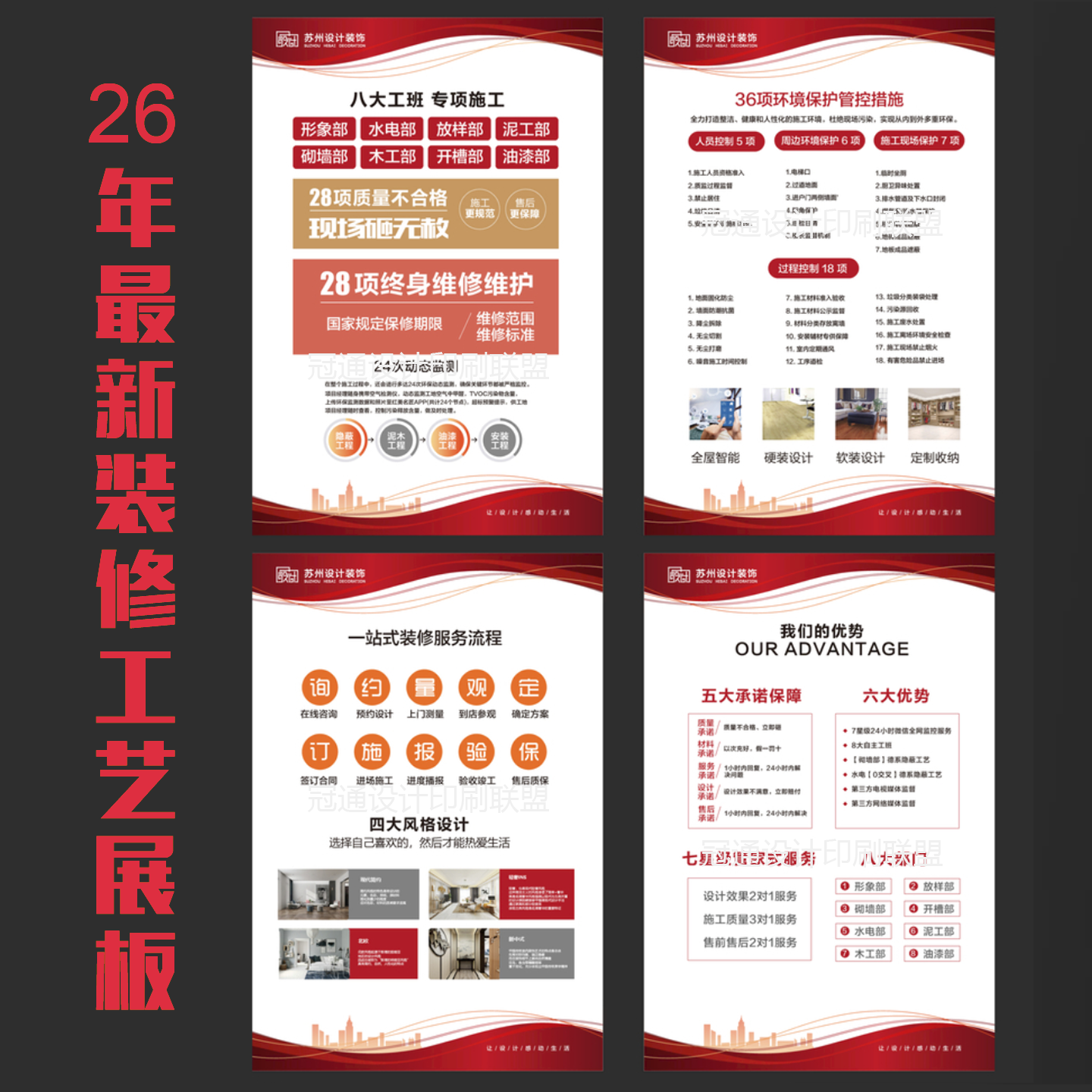 2026装饰公司施工工艺宣传册模板设计印刷装修流程图工期验收标准