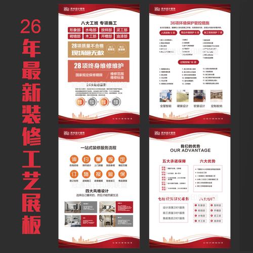 2026装饰公司施工工艺宣传册模板设计印刷装修流程图工期验收标准
