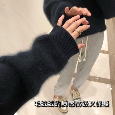 浣熊绒毛衣女秋冬20外穿新设计