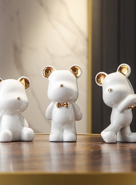 可爱暴力熊书架小摆件轻奢高档家居酒柜装饰品客厅桌面电视柜摆设