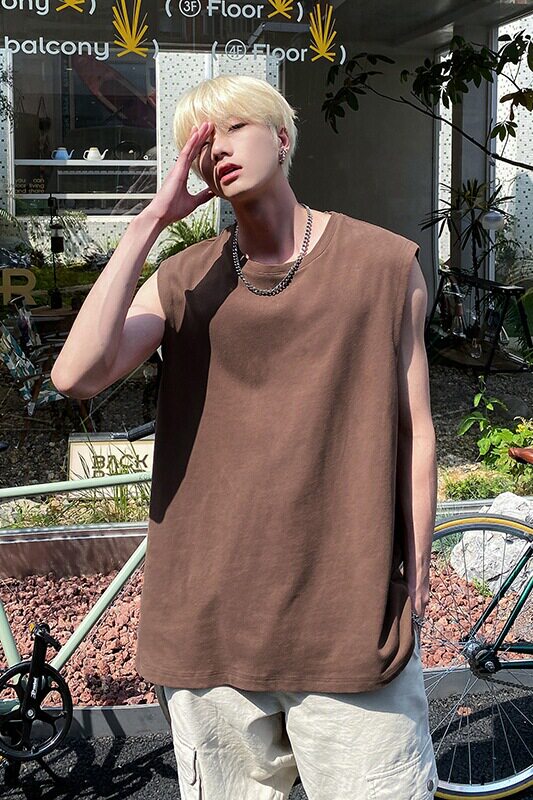 潮牌运动坎肩韩版无袖背心男士夏季衣服打底男装短袖t恤HY48TP15,男装背心/马甲,电商A102B
